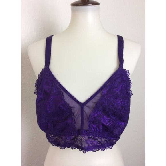 Savage x Fenty Lingerie Bra Wireless Metallic Lace - Picture 1 of 10